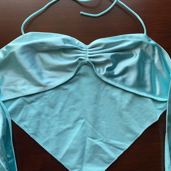 Satin Cinched Halter Scarf Top - Picture 2 of 4